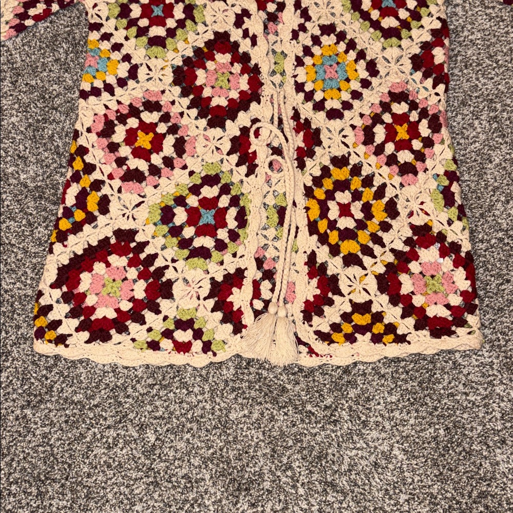 Johnny Was Granny Square Crochet Cardigan Sweater - Picture 4 of 7